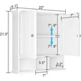thumbnail image 2 of Bathroom Cabinet Wall Mounted 2-Door with 3 Open Shelves, Wooden Medicine Cabinets with Adjustable Shelf, Space Saver Storage Cabinets Over The Toilet for Bathroom&Living Room, White, 2 of 6