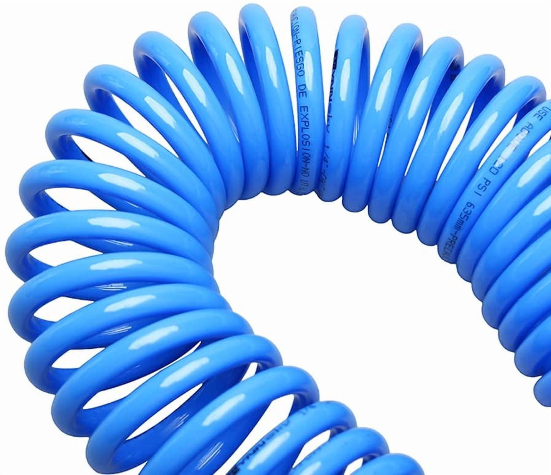 WYNNsky 25 Feet Polyurethane Coiled Air Compressor Hose, 1/4 Inch MNPT Brass Swivel Air Fittings with Bend Restrictor