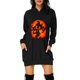 thumbnail image 1 of Vestido tipo sudadera con capucha y bolsillo de longitud media con estampado de Halloween para mujer Fridja  nbo4432, 1 of 5