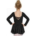 thumbnail image 2 of Oudiya Girls Long Sleeve Ballet Leotard Dance Dress Outfit with Shiny Skirt for Kids 3-11Y, 2 of 7