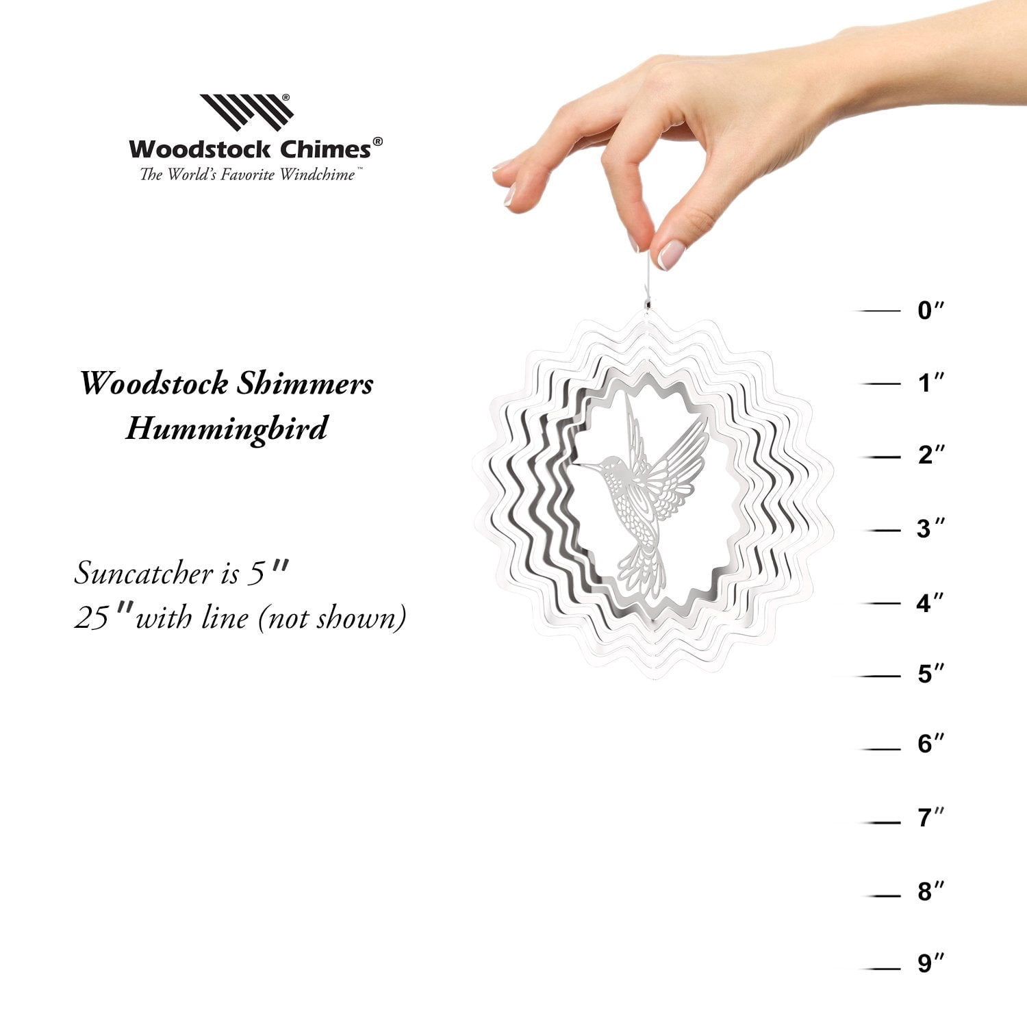 Woodstock Wind Chimes Woodstock Rainbow Makers Collection, Woodstock Shimmers, Nature 5" Silver Wind Shimmer SHNHU