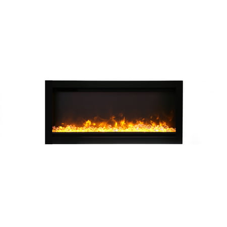 Amantii Basic Clean Face Built-In Electric Fireplace with Glass and Black Steel Surround, (Best Way To Clean Fireplace)