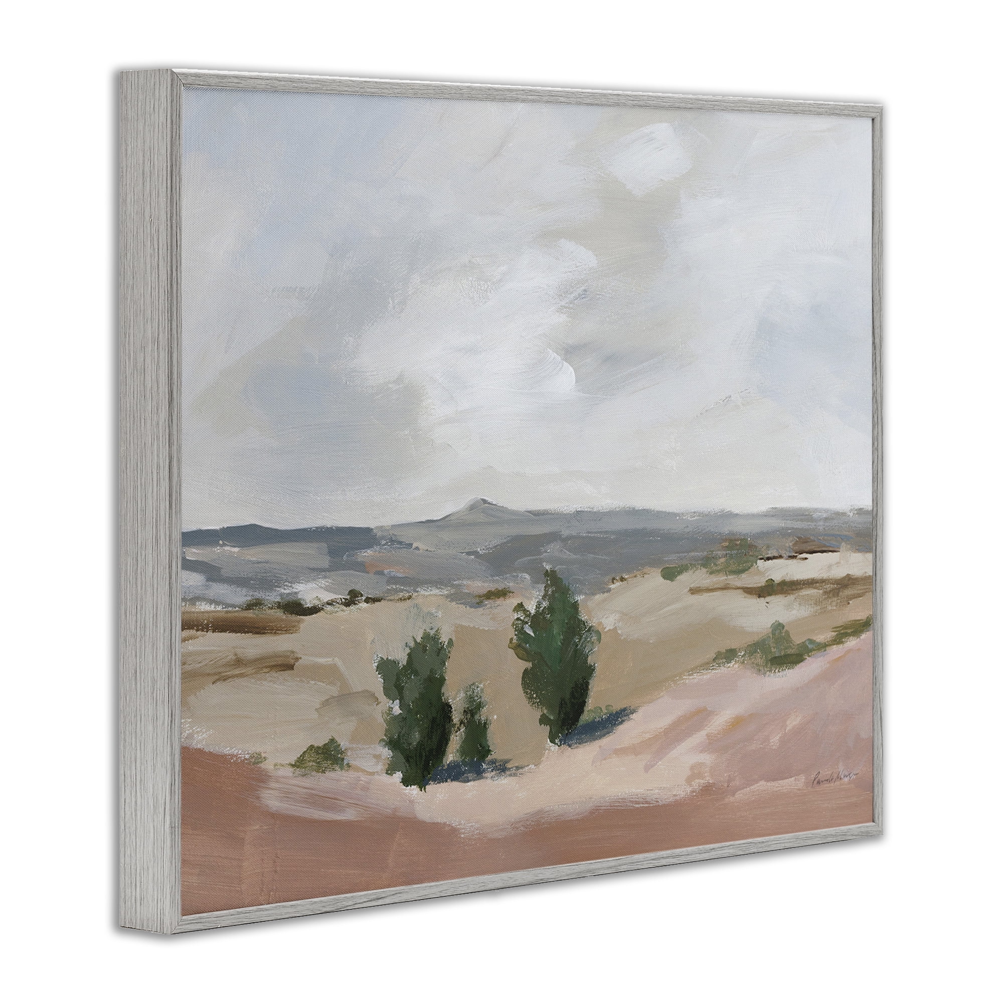 Stupell Industries Vast Desert Mountains Landscape Painting Gray Framed Art Print Wall Art, 14 x 11