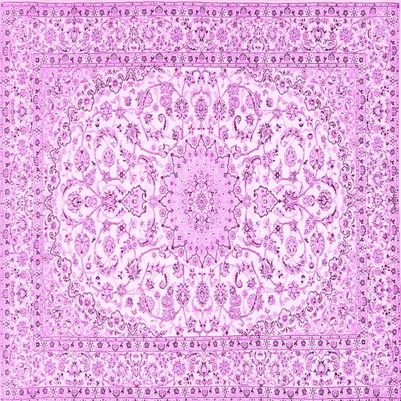 Ahgly Company Indoor Square Medallion Pink Traditional Area Rugs, 3' Square