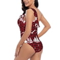 thumbnail image 4 of Easygdp Christmas Tree Buffalo Plaid Women's One Shoulder Ruffle Monokini Bathing Suits with Removable Chest Pad, Quick Drying - XX-Large, 4 of 8