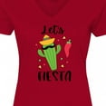 thumbnail image 4 of Inktastic Cinco De Mayo Let's Fiesta Cute Cactus with Sombrero Women's V-Neck T-Shirt, 4 of 5