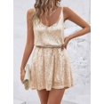 thumbnail image 4 of Women's Champagne Gold Sequin Sleeveless V-Neck Mini Dress - Party Cocktail Evening Wear, 4 of 4