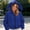 Blue, variant on Women 3D Bunny Ear Hooded Full Zip Cropped Sweatshirt Jacket Kangaroo Pocket Solid Ladies Winter Casual Outerwear