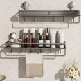 thumbnail image 4 of Shower Caddy Suction Cup Large Capacity Wall Mounted Shower Shelves With Hooks Rustproof & Fast Draining Heavy Duty Bathroom Shelves For Kitchen Shower Caddy 1pc Rack Home Decor, 4 of 4
