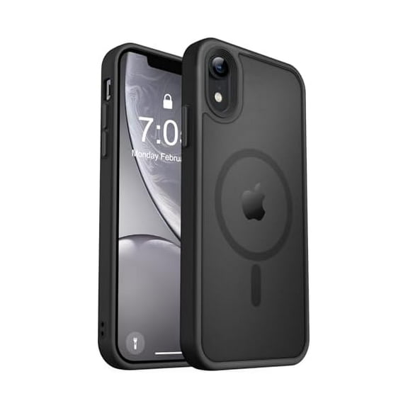 xixishop Strong Magnetic for iPhone XR Phone Case, [Compatible with Magsafe][Mil-Grade Drop Protection] Slim Thin Translucent Matte Protective Cover Case for iPhone XR Case 6.1'', Black