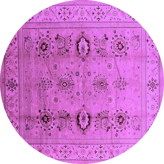 Ahgly Company Indoor Round Oriental Purple Industrial Area Rugs, 4' Round