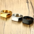 thumbnail image 2 of Men's Titanium Steel Ring Geometric Electroplated Rectangular Glossy Band Gift For Him Retro Jewelry Minimalist, 2 of 4