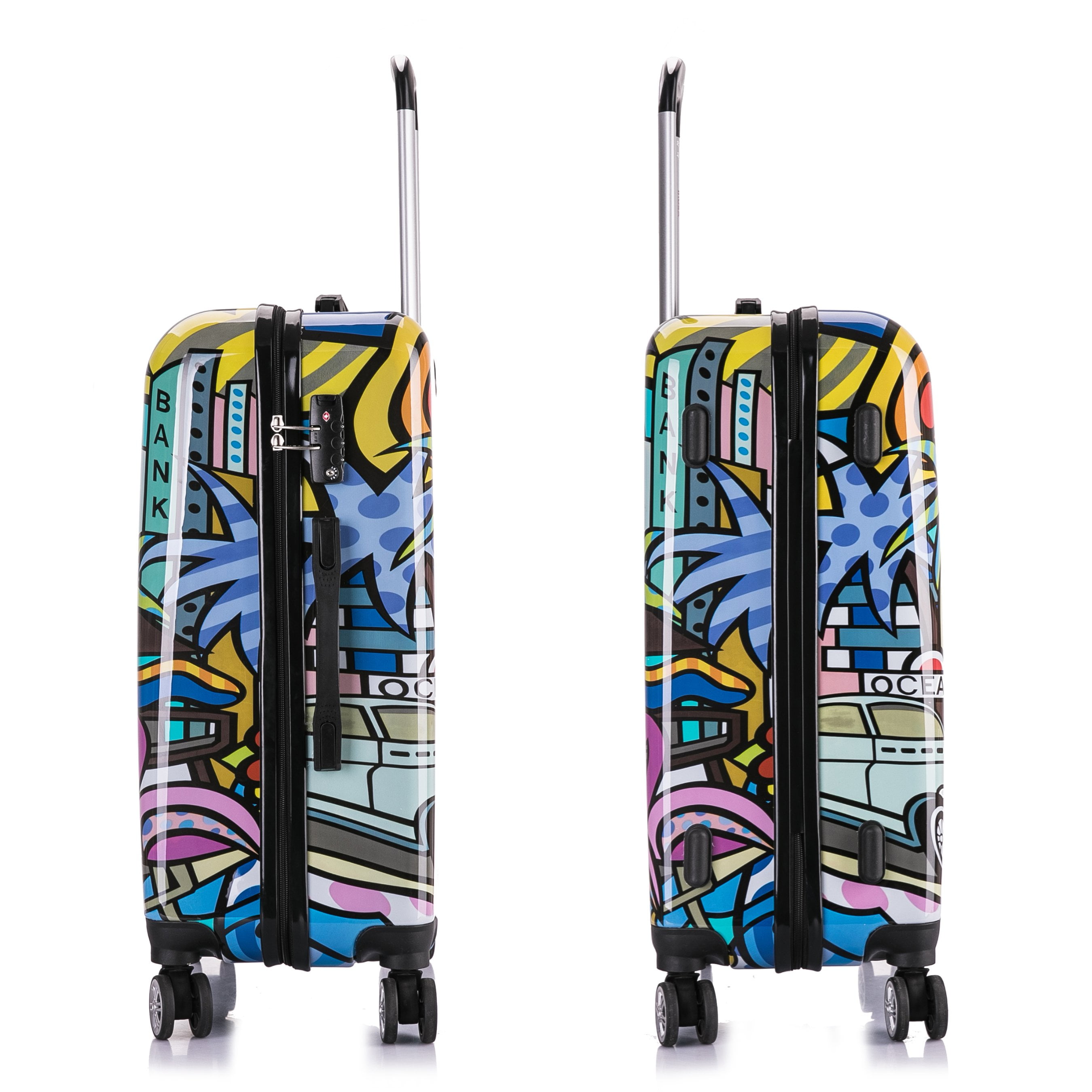 InUSA Print 24" Hardside Checked Luggage with Spinner Wheels, Handle and Trolley, Miami