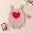 thumbnail image 2 of DHFJKG Baby Boys Girls Romper Corduroy Sleeveless Heart Graphic Pocket Square Neckline Bodysuits For 0-18M Valentine's Day Comfortable Onesie, 2 of 8