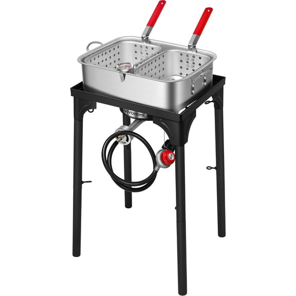 SPECSTAR Dual Basket Propane Deep Fryer and 54,000 BTU Cast Iron Burner Stand