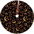 thumbnail image 1 of Falda de árbol de Halloween de 36 pulgadas con cara sonriente de calabaza, decoraciones para árboles de Navidad de Halloween, falda de árbol negra para fiestas navideñas de otoño, decoración del hogar, 1 of 5