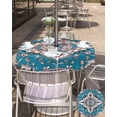 thumbnail image 5 of Outdoor Tablecloth with Umbrella Hole and Zipper Turquoise Brown Boho Round Tablecloths 60 Inch Waterproof Outside Table Cloths Vintage Bohemian Patio Table Cloth Cover for Outdoor Tables Garden, 5 of 6