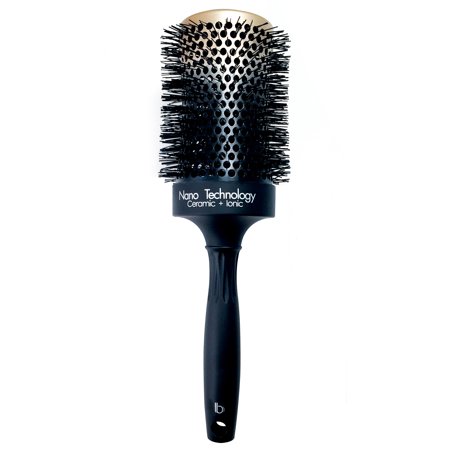 Round Ceramic Ionic Nano Technology XX-Large Hair Brush by Better Beauty Products, XXL/2.5 inch/65mm Barrel with Nylon Bristles, Professional Salon Brush, Black with Metallic (Best Ceramic Round Hair Brush)