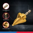 thumbnail image 5 of NEIKO 10174A Quick Change Spiral Grooved Step Drill Bit | 10 Step Drill Bit Sizes in One - 1/4" to 1-3/8" | High-Speed Steel and Titanium Nitride Coating | Two-Flute Design, 5 of 6