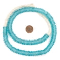 thumbnail image 2 of The Bead Chest African Disk Recycled Glass Beads - Full Strand of Eco-Friendly Ghanaian Rondelle Beads (Clear Marine), 2 of 3