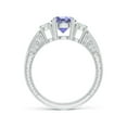 thumbnail image 2 of ANGARA Natural Three Stone Round 1.45 ct Tanzanite and Diamond Ring in 14K White Gold for Women (Size-7mm) | December Birthstone, Anniversary, Jewelry Gift for Women | Natural Tanzanite Ring, 2 of 8