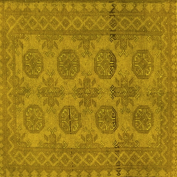 Ahgly Company Machine Washable Indoor Square Persian Yellow Traditional Area Rugs, 8' Square