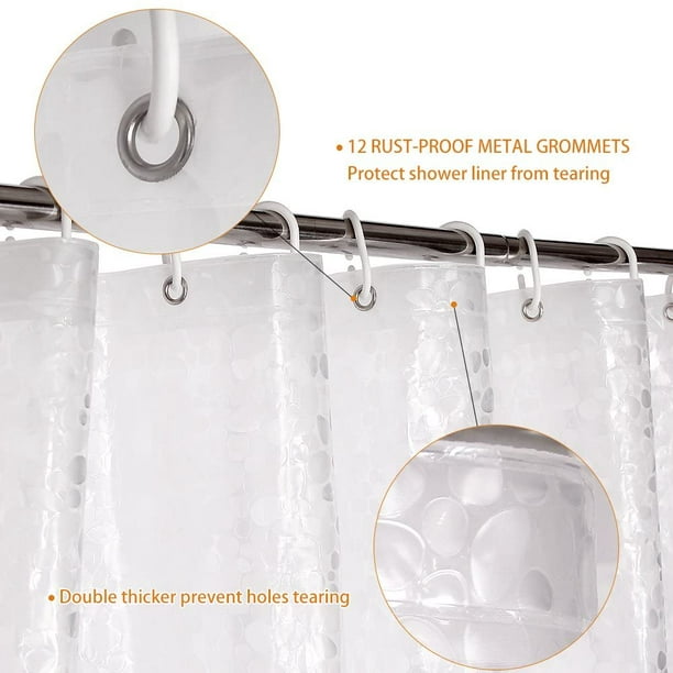 Ffiy Heavy Duty Eva Shower Curtain Liner With Magnets Waterproof 3d Water Cube Clear Bathroom Shower Curtains, No Chemical Smell, No Odors, 72 X 72 In