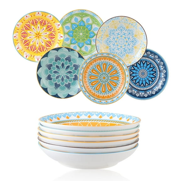 AHX 23 oz Multicolor Ceramic Serving Tableware Bowls (6 Count)