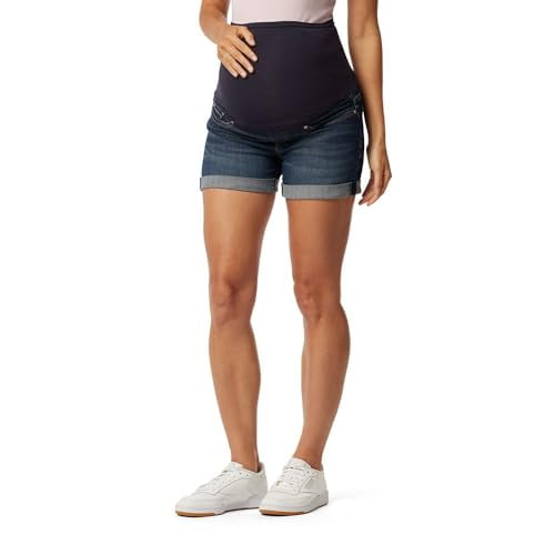 Signature by Levi Strauss & Co Women's Maternity Maternity Mid-Rise Shortie Shorts Shorts, -garnet rose, X-Large