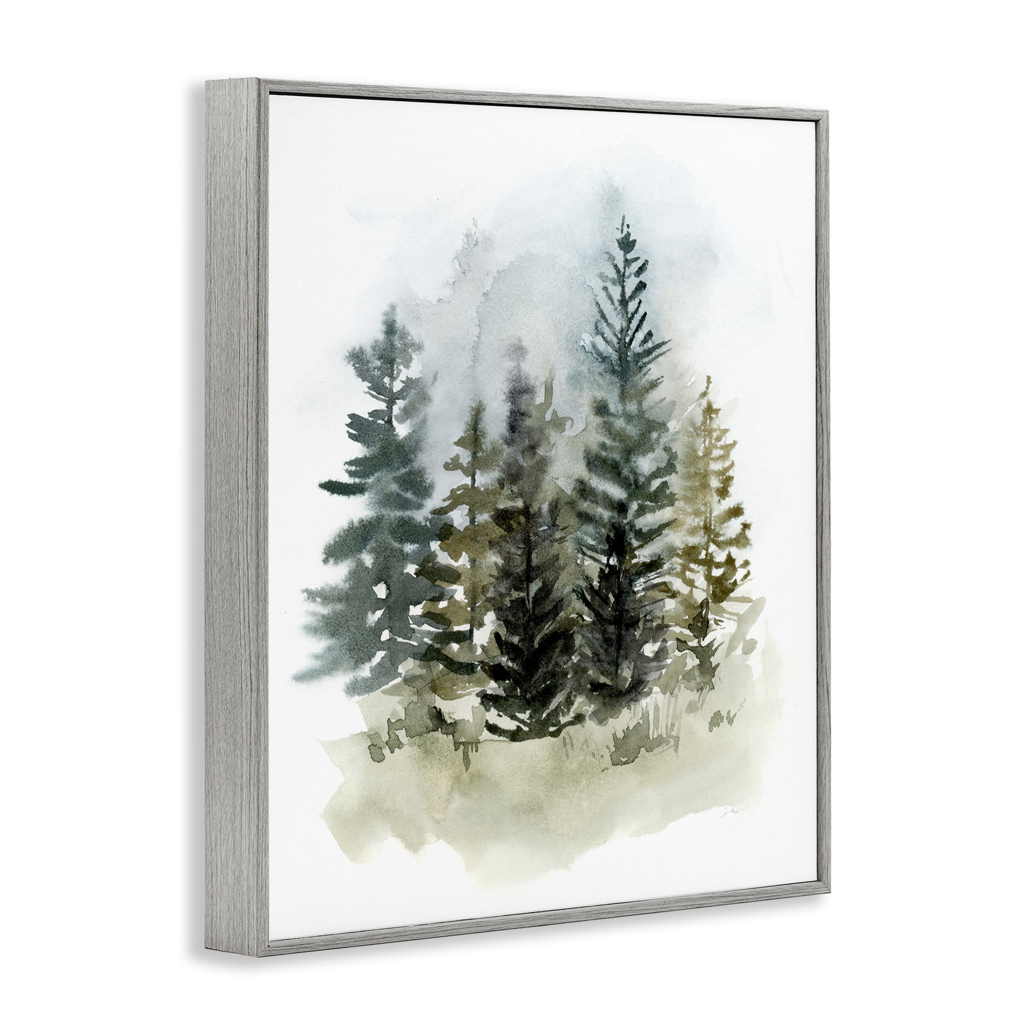 Stupell Industries Layered Woodland Trees Botanical & Floral Painting Gray Framed Art Print Wall Art, 24 x 30