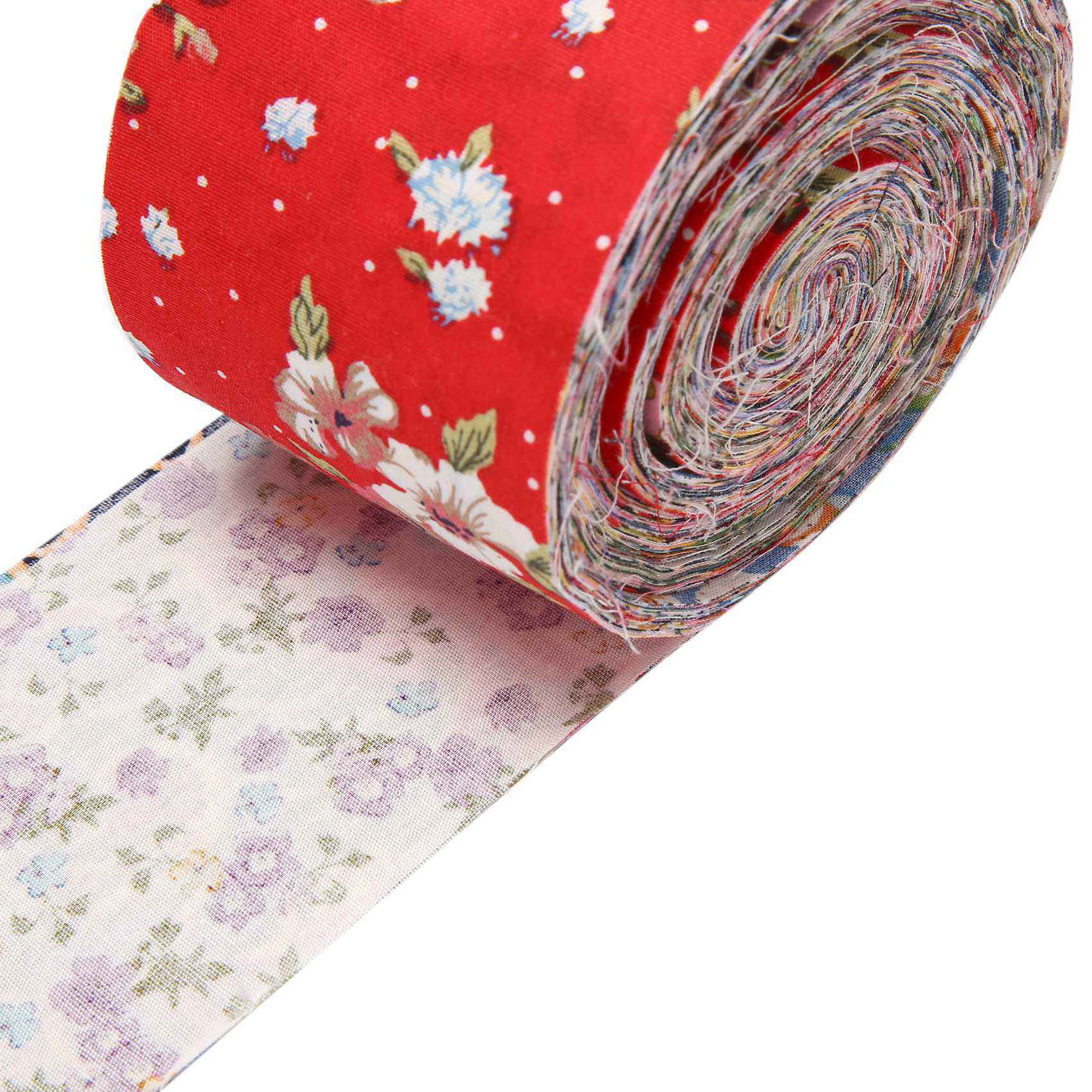 2X Fabric Strips Roll Jelly Fabric Bundles Fabric Quilting Strips Roll Up Flower Precut Patchwork with Assorted Patterns