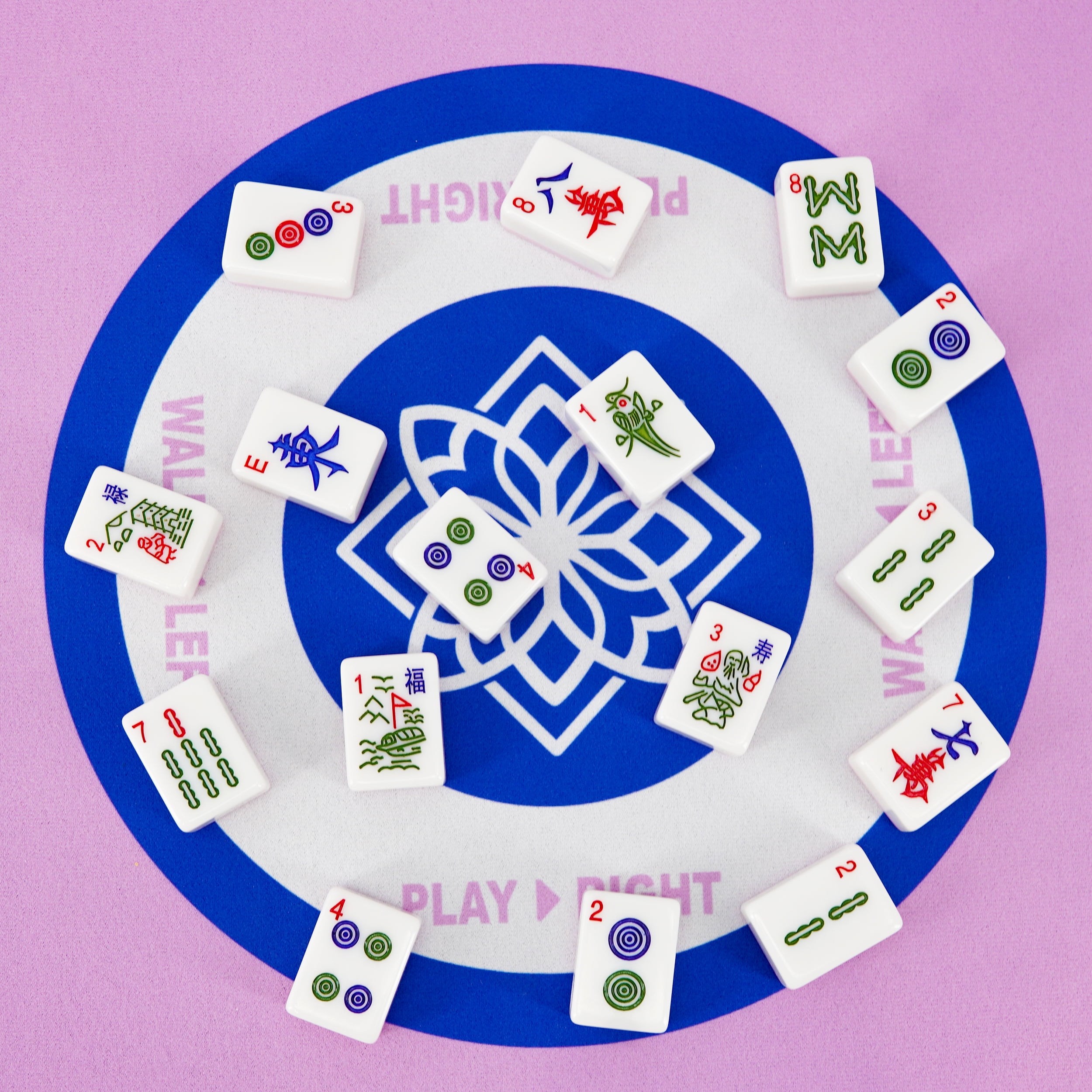 AzulHome American Mahjong Set with Bag: 166 Pink Melamine Tiles (1.4"), 4 Dice, 80 Poker Chips | Complete Game Set