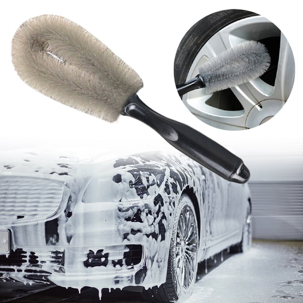 Cepillo para detalles de neumáticos, limpiador de llantas de coche, plumero, llanta de rueda de coche, cepillo de limpieza de cubo, cerdas suaves, herramientas de lavado de detalles automáticos