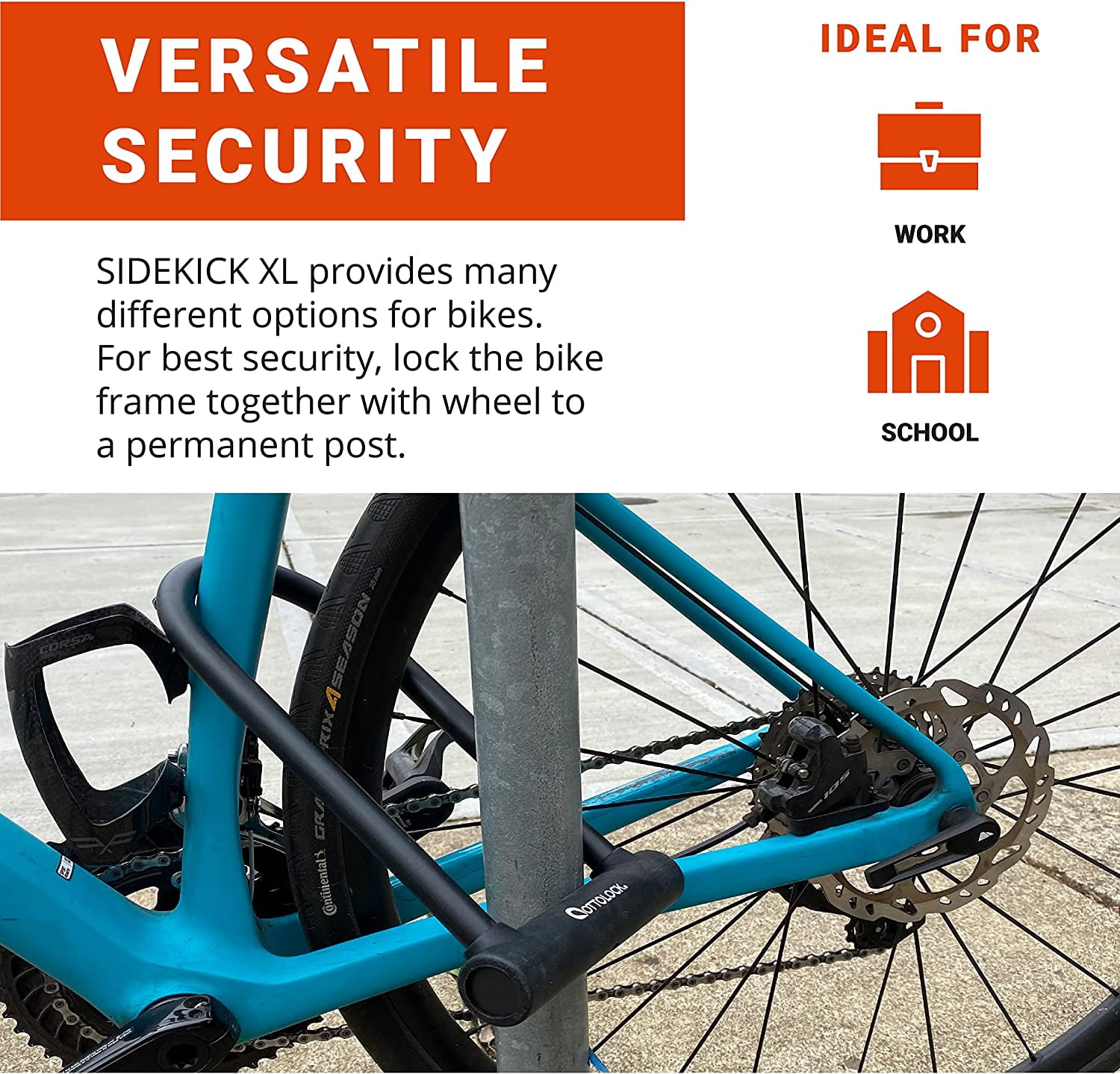 Compact U-Lock and Cable Bundle - Heavy Duty Anti Theft Bicycle U-Lock with Keys, Silicone-Coated, Bike Accessories, Orange