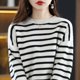 thumbnail image 5 of Sweaters Long Sleeve O-neck Ladies Patchwork Pullovers Women's Clothing Interior Lapping Printing Striped Autumn Winter Thin, 5 of 5