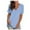 Light Blue, variant on ECZHAW Women's V Neck T Shirts Casual Rolled Short Sleeve Side Split Summer Tops Loose Fit