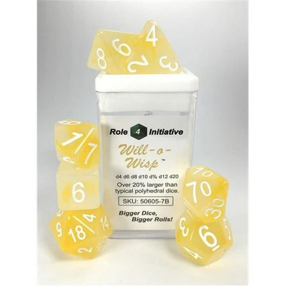 Role 4 Initiative Poly Set - Will-O-Wisp w/White (7) New