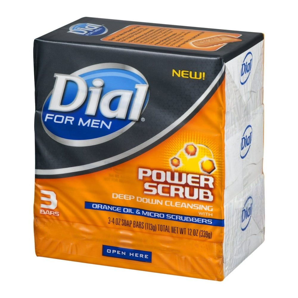 Dial Power Scrub Bar Soap For Men, Orange Oil And Micro Scrubbers 4