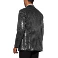 thumbnail image 3 of INSPIRE CHIC Sequin Blazer for Men's Peak Lapel Prom Party Shining Plaid Sports Coat XL Black Silver, 3 of 5