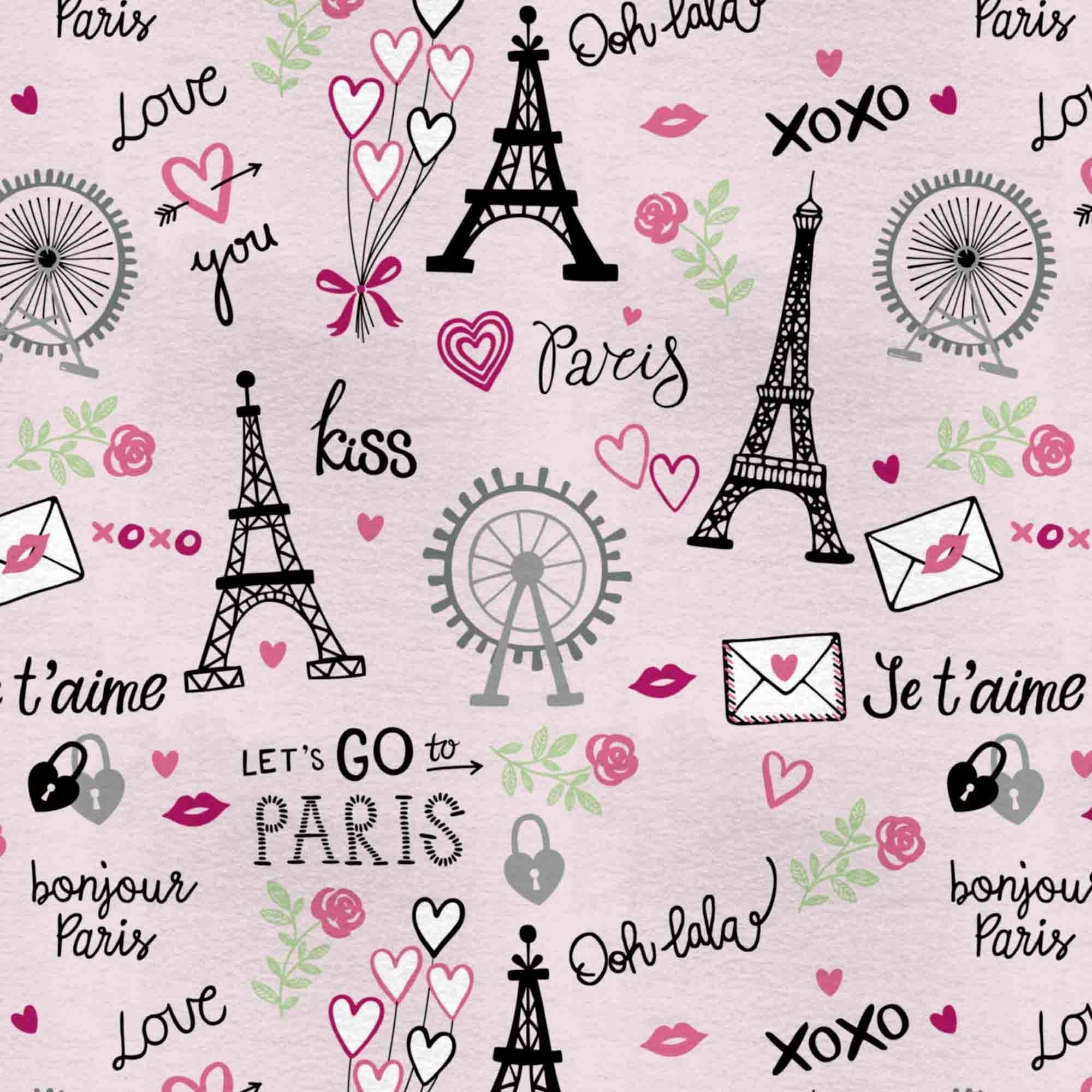 Mainstays 58' X 1.5 Yd 100% Polyester Lux Anti-Pill Fleece Paris Love Sewing & Craft Fabric Precut, Pink