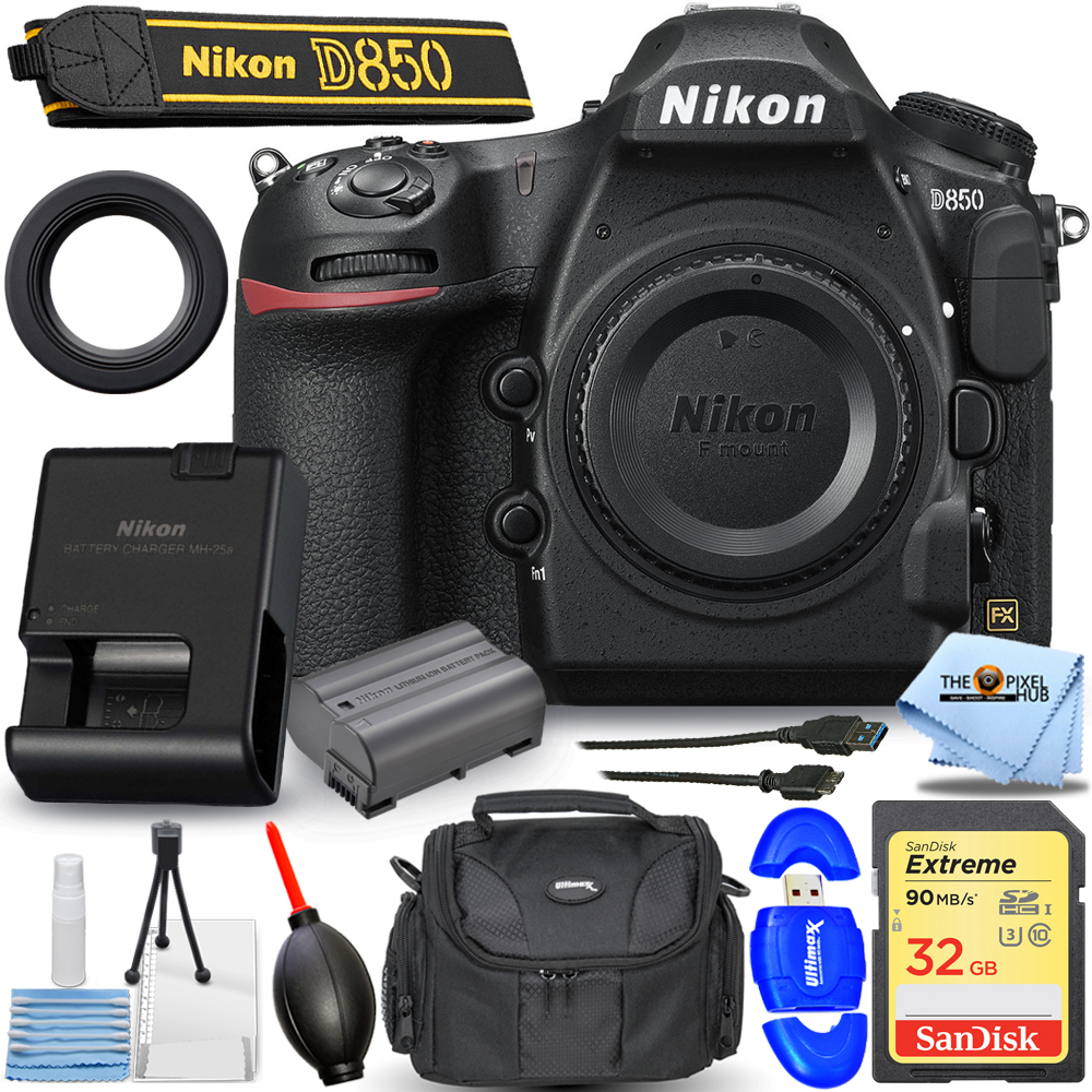 Nikon D850 DSLR Camera (Body Only) 1585 Starter Bundle with Sandisk