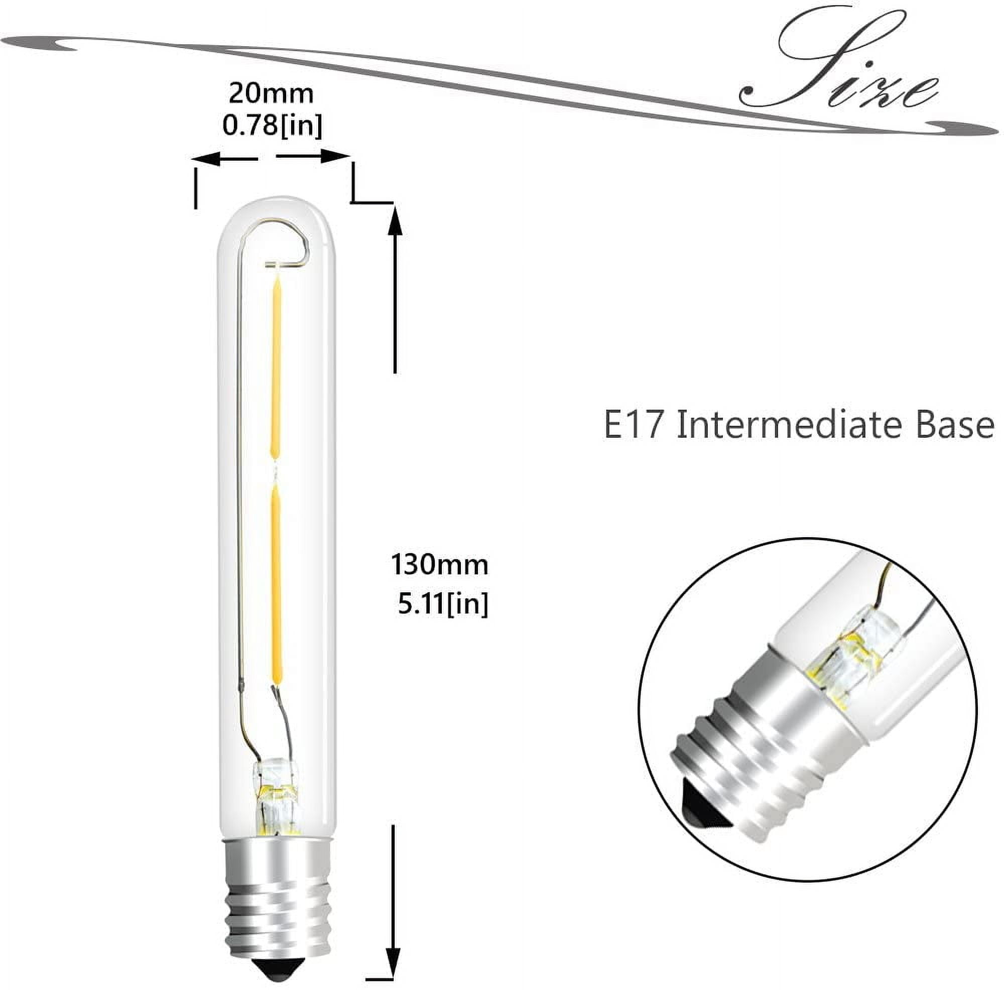 FEFEFW-LED T6.5 Exit Sign Clear Light Bulbs, 2W E17 Intermediate Base T6.5 LED Appliance Bulb (20W Incandescent Equivalent) for Refrigerator Freezer, Daylight 6000K (4-Pack,E17 Base)
