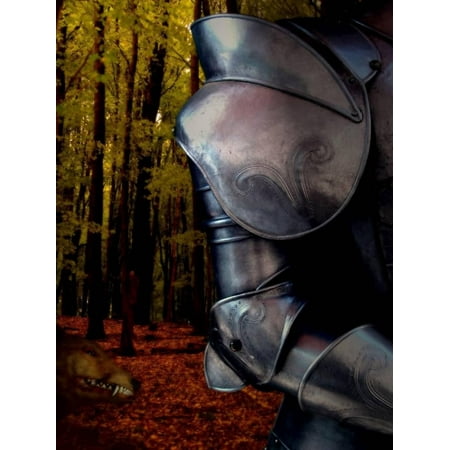 Fox Hunt Scene - The Fox Hunts the Knight in Armor in the Forest Print Wall Art By Abdul Kadir Audah