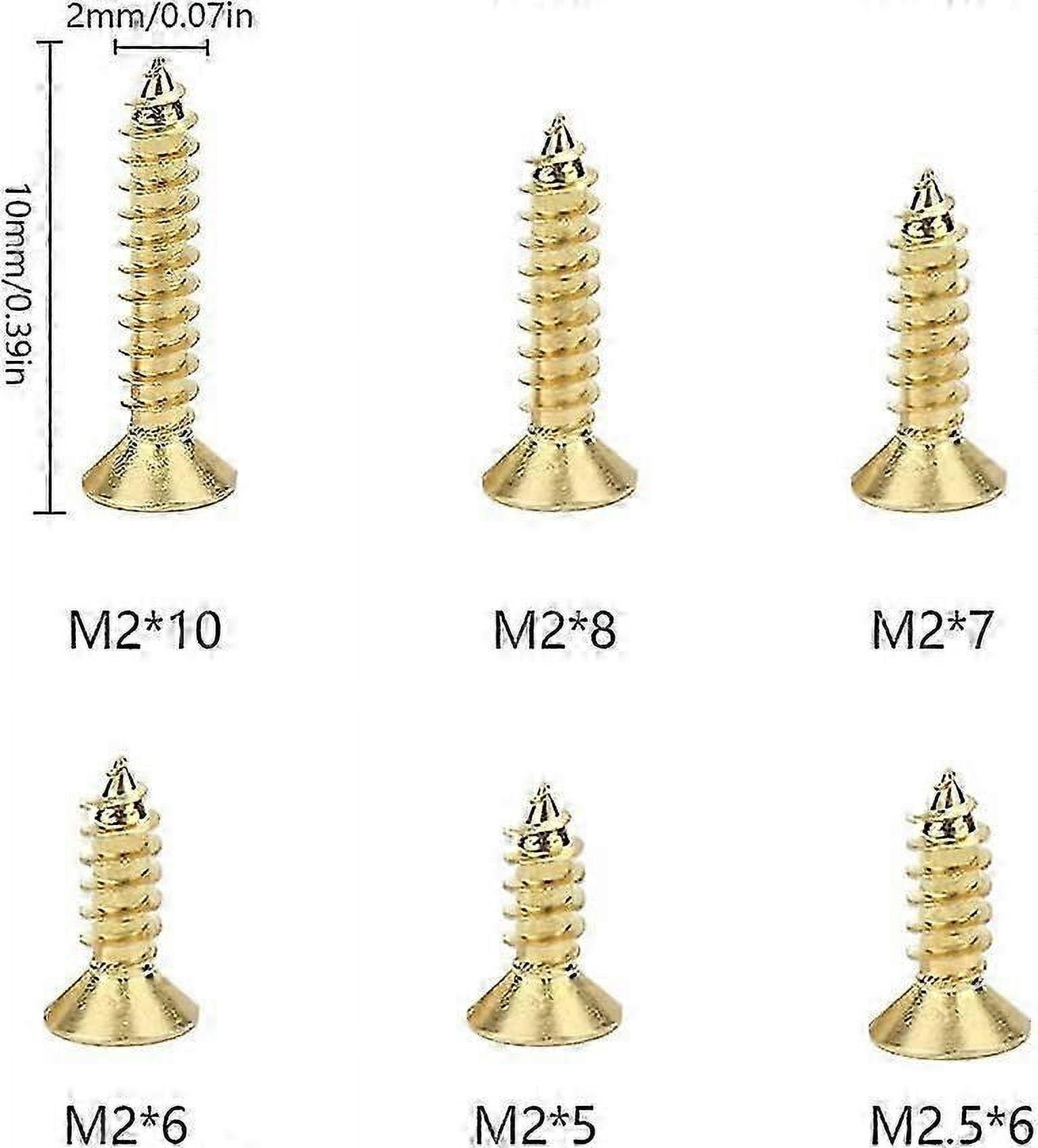 New Models 1200 Pieces Small Hinge Wood Screws M2/M2.5 Small Brass Screws 5/6/ 8/10/ Mm Tiny Flat Head Cross Screws Assortment - Gold