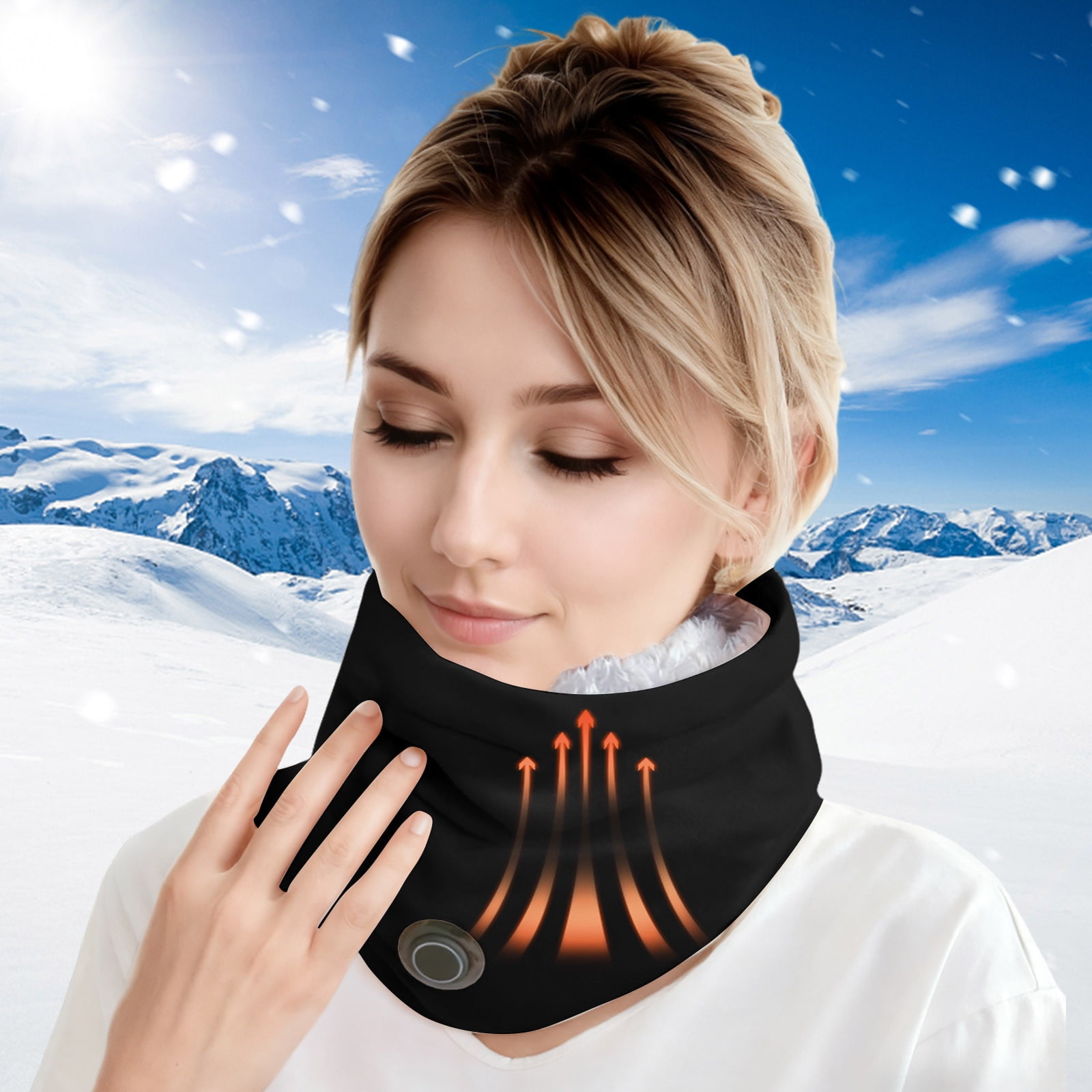 USB Heated Neck Gaiter, Adjustable Scarf with 3 Heat Warmth Settings, Fast Heating Battery Powered Neck Warmer for Men & Women, Ideal for Outdoor Activities, Skiing, Camping, and Everyday Winter Use