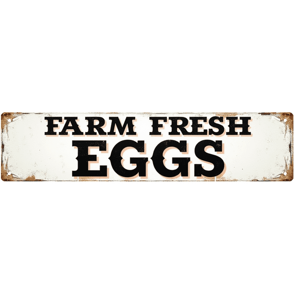 Vintage Farm Fresh Eggs Tin Sign - 16x4 Inch - Ideal for Farmhouse, Kitchen, Man Cave Decor - Farm Fresh Signs, Country Decor