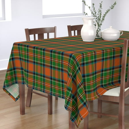 

Cotton Sateen Tablecloth 70 x 108 - Plaid Classic Red Green Scottish Tartan Stuart Traditional Holiday Christmas Ancient Orange Print Custom Table Linens by Spoonflower