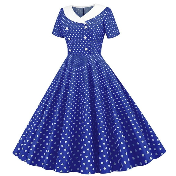 HOMADLES Summer Dress for Girls Layered Print Fashion Buttton Summer Short Sleeve Casual Dress Blue 11 T