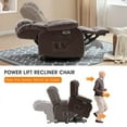 thumbnail image 4 of Dual Motor Real Leather Infinite Position Lift Recliner Chair for Elderly with Massage and Heating, Brown, 4 of 9