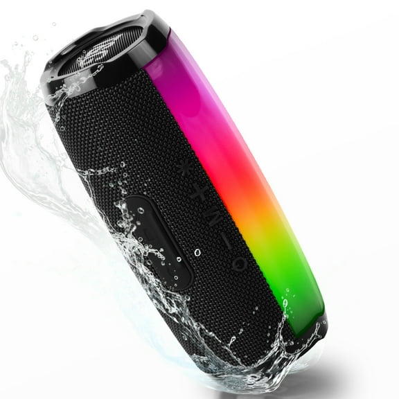 Burufy Portable Waterproof Bluetooth Speaker, 24W Loud Sound, Bluetooth 5.3, LED Lights, TWS Wireless Pairing for Outdoor/Party/Beach/Travel/Gifts